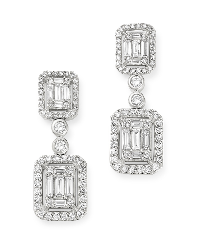 Bloomingdale's Fine Collection Diamond Mosaic Drop Earrings in 14K White Gold, 2.0 tcw