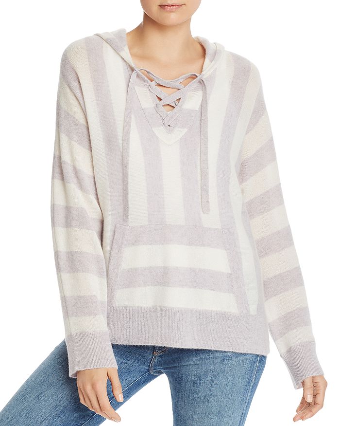 Aqua Cashmere Baja Striped Cashmere Sweater - 100% Exclusive In Dove White