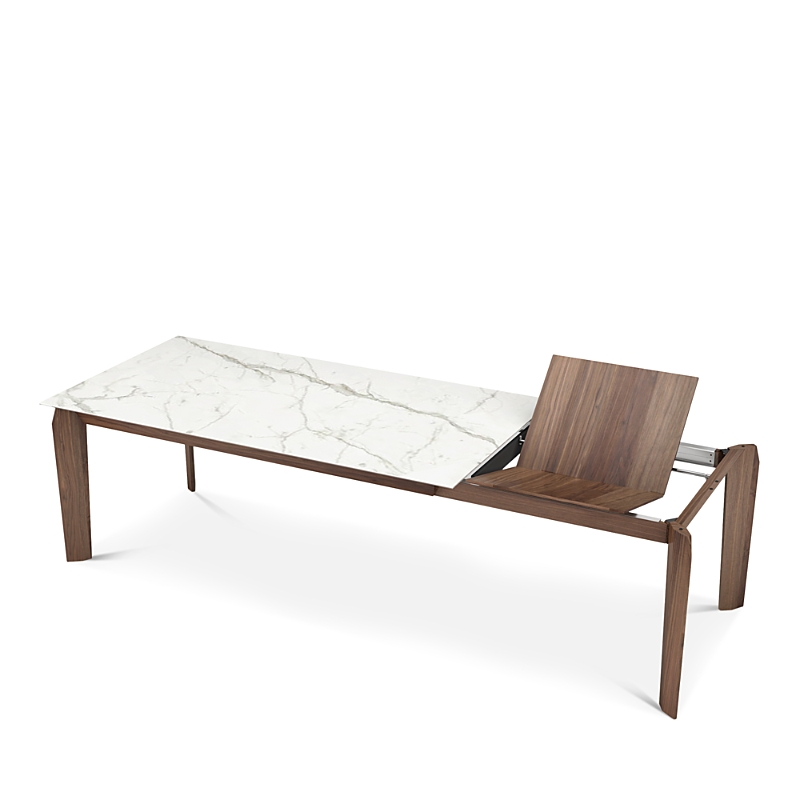 Huppe Magnolia 76 Extension Ceramic Top Dining Table In Ceramic/light Natural Wood