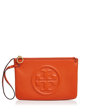 Tory Burch Perry Bombe Medium Leather Wristlet In Pomander/gold | ModeSens