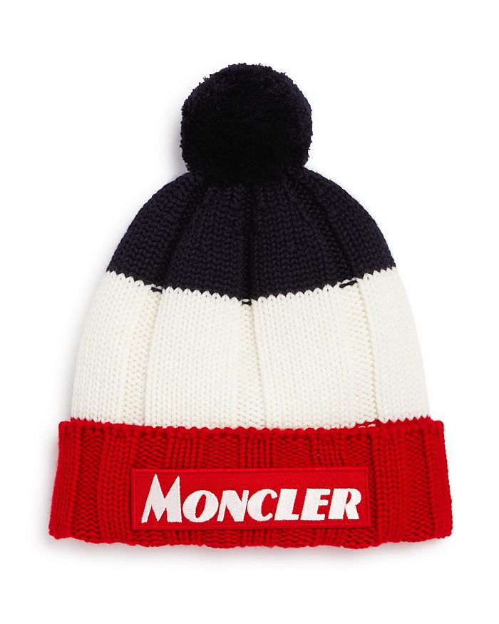 Moncler New-Logo Striped Rib-Knit Hat | Bloomingdale's