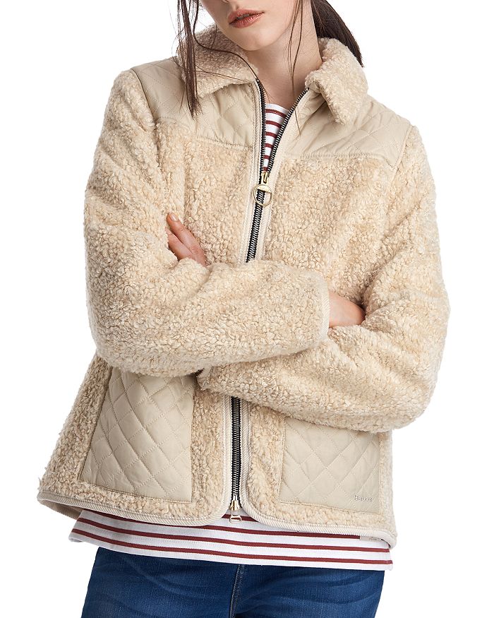 Barbour By Alexachung Hazel Casual Sherpa Fleece Jacket In Natural/pearl