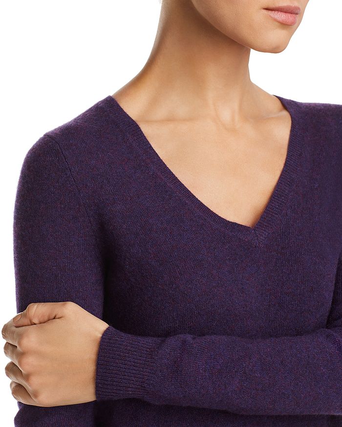 Shop C By Bloomingdale's V-neck Cashmere Sweater - 100% Exclusive In Marled Plum