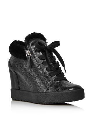 wedge heel sneakers black