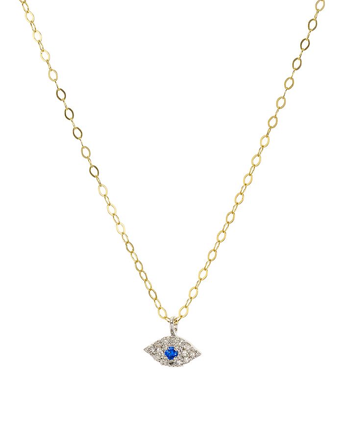 Bloomingdale's Marc & Marcella Diamond-encrusted Evil Eye Pendant Necklace In Gold-plated Sterling Silver, 15.5 - 1 In White/gold