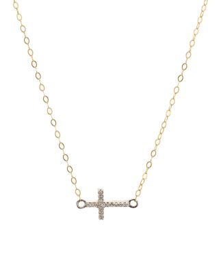 Bloomingdale's - Diamond Cross Pendant Necklace in Gold-Plated Sterling Silver, 15" - 100% Exclusive