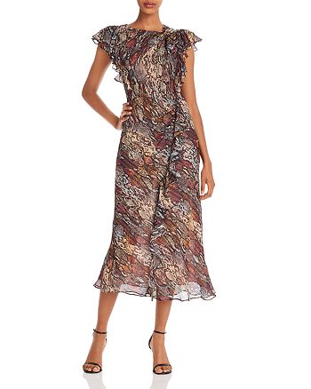 Robe Rebecca Taylor Imprimé Serpent - Taille 4, Soie 100% - Très Bon état Occasion