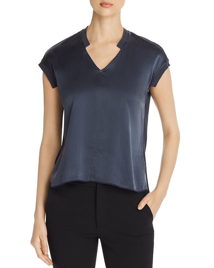 Go By Go Silk Mixed-texture Tee In Night Sky