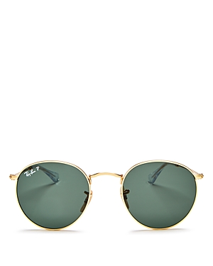 Ray Ban Ray-ban Polarized Round Sunglasses, 50mm In Matte Gold/green Polarized