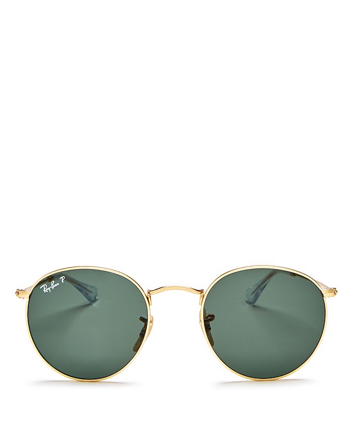 Ray Ban Ray-ban Unisex Polarized Round Sunglasses, 50mm In Matte Gold/green Polarized