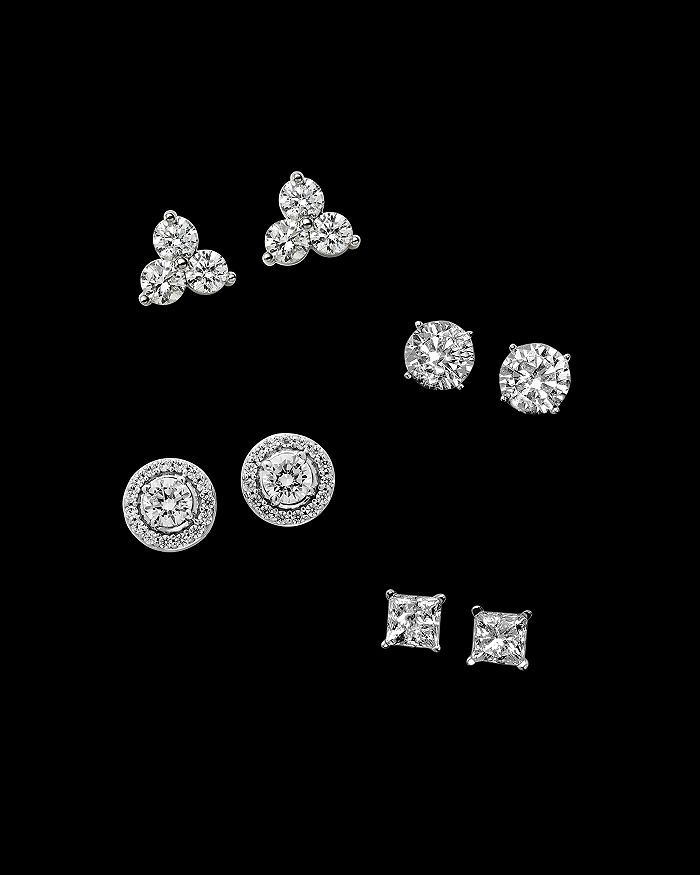 Shop Bloomingdale's Diamond Three Stone Stud Earrings In 14k White Gold, 1.50 Ct. T.w. - 100% Exclusive