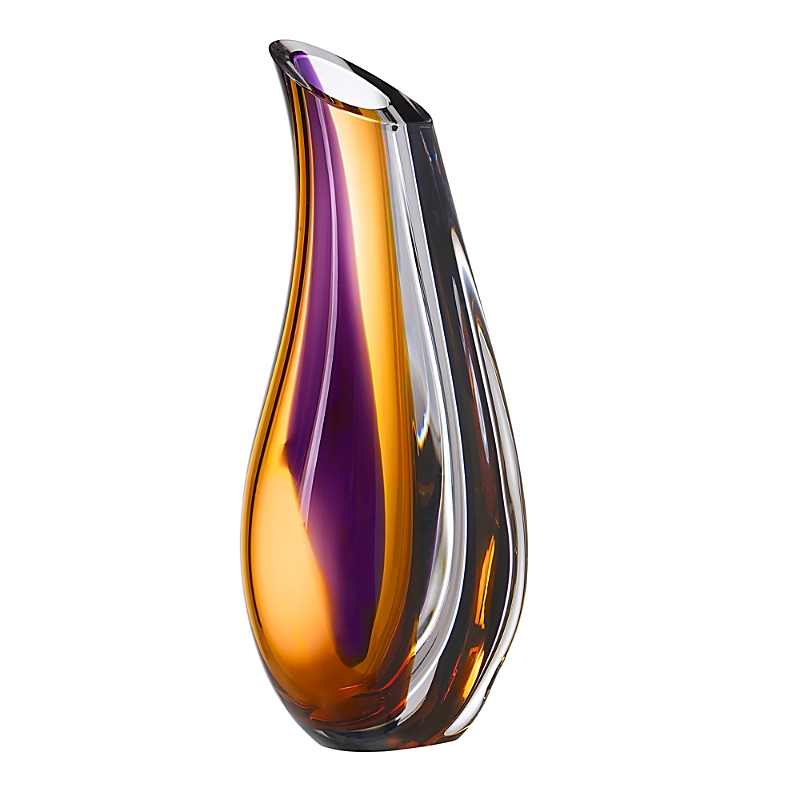 Kosta Boda Orchid Vase In Amber/purple
