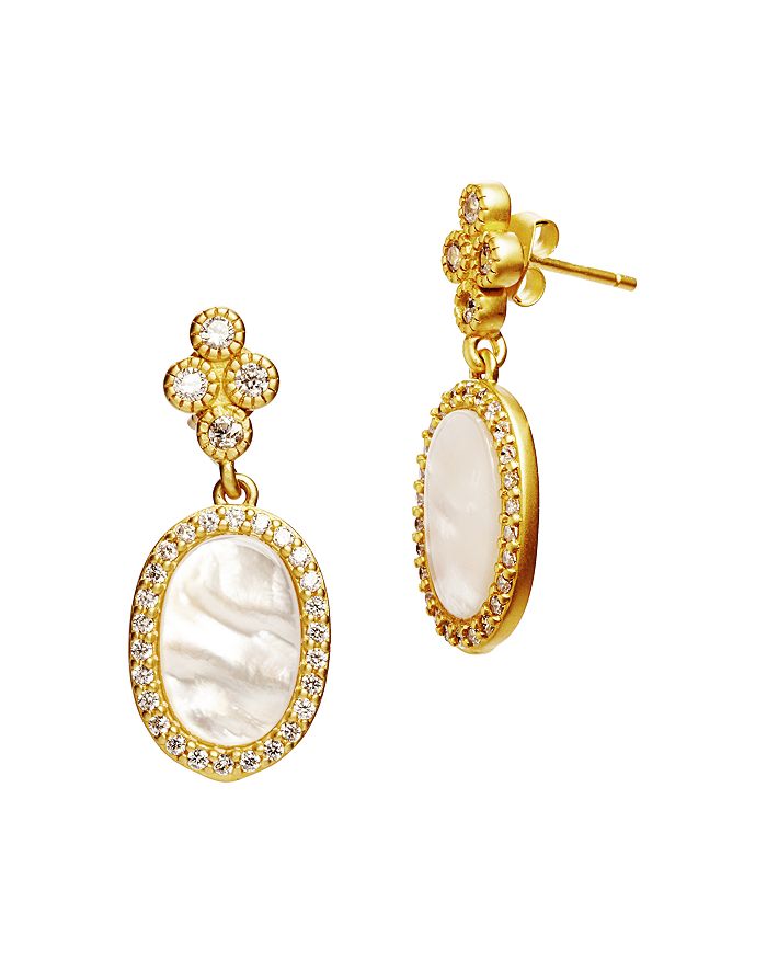 FREIDA ROTHMAN colour THEORY OVAL DROP EARRINGS IN 14K GOLD-PLATED STERLING SILVER OR RHODIUM-PLATED STERLING SILVER,YZE020108B-MOP