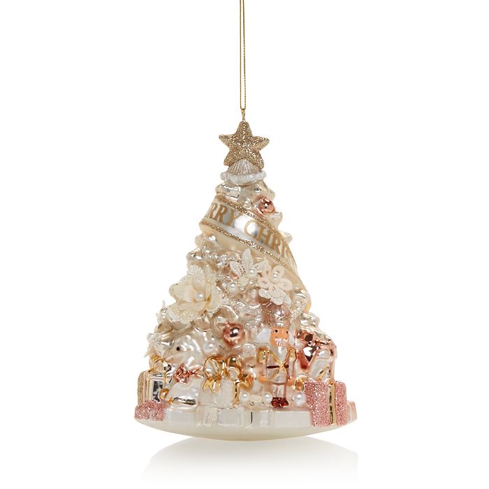 Bloomingdale's Floral Christmas Tree Glass Ornament 100 Exclusive