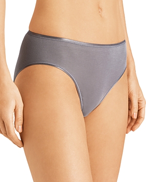 Hanro Cotton Seamless High-cut Full Briefs In Smooth Grey