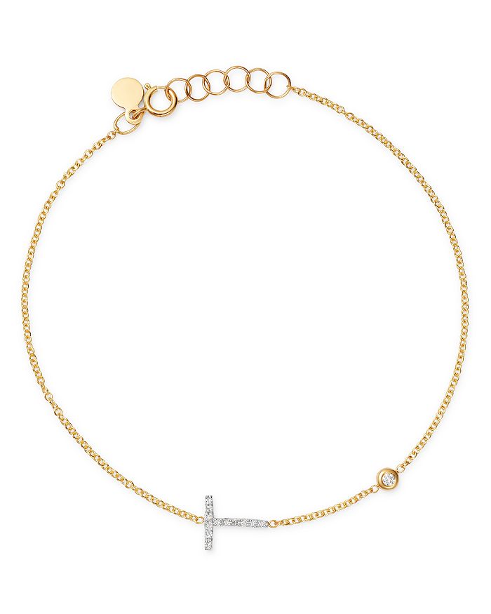 Zoe Lev 14k Yellow Gold Diamond Initial & Bezel Bracelet In T/gold
