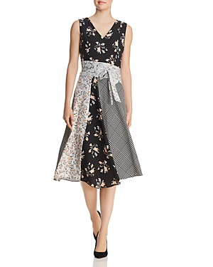 UPC 193623409777 product image for Calvin Klein Belted Mixed-Print Dress | upcitemdb.com