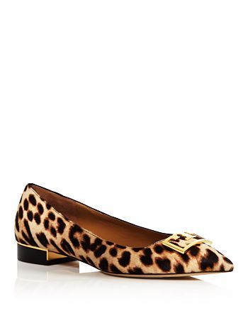 Tory Burch Women's Gigi Pointed Toe Leopard Print Flats | Bloomingdale's