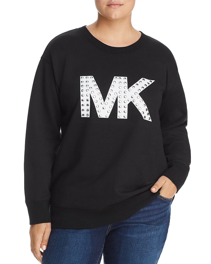 Michael Michael Kors Plus Studded Logo Sweatshirt In Black