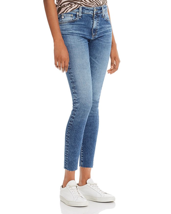 Shop Ag Farrah High Rise Raw Hem Ankle Skinny Jeans In 12 Years Fluid
