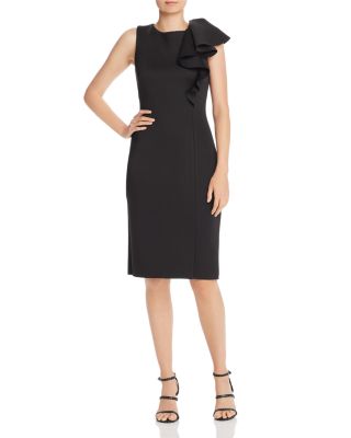 eliza j asymmetrical ruffle sheath dress