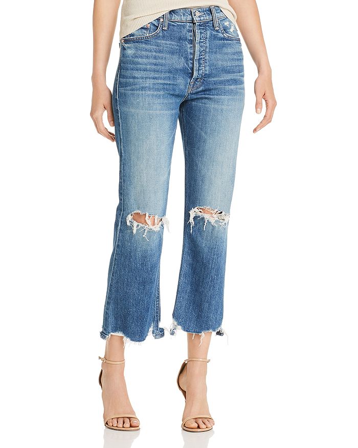 MOTHER TRIPPER CROP FRAY FLARE JEANS IN CRYIN' COWBOYS,1566-259