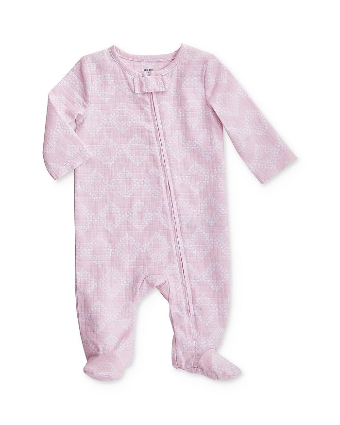 Aden And Anais Girls' Diamond Print Footie - Baby In Pink