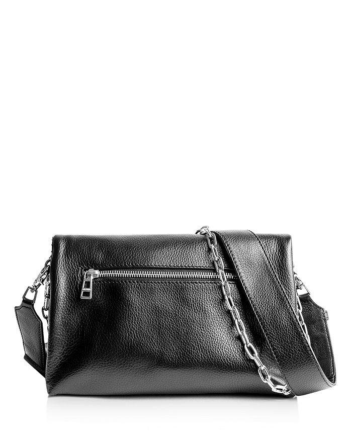Zadig & Voltaire Rocky Studded Leather Shoulder Bag In Noir