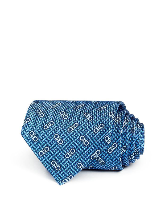 Ferragamo Vintage Gancini Classic Silk Tie In Blue