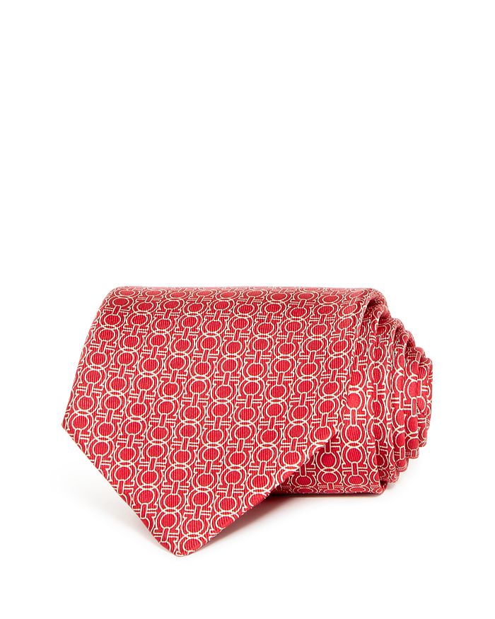 Ferragamo Icona Gancini Classic Silk Tie In Red