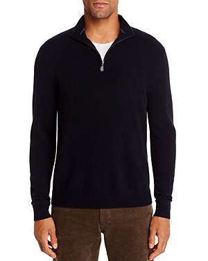 The Men's Store At Bloomingdale's Cashmere Half-zip Sweater - 100% Exclusive In Black