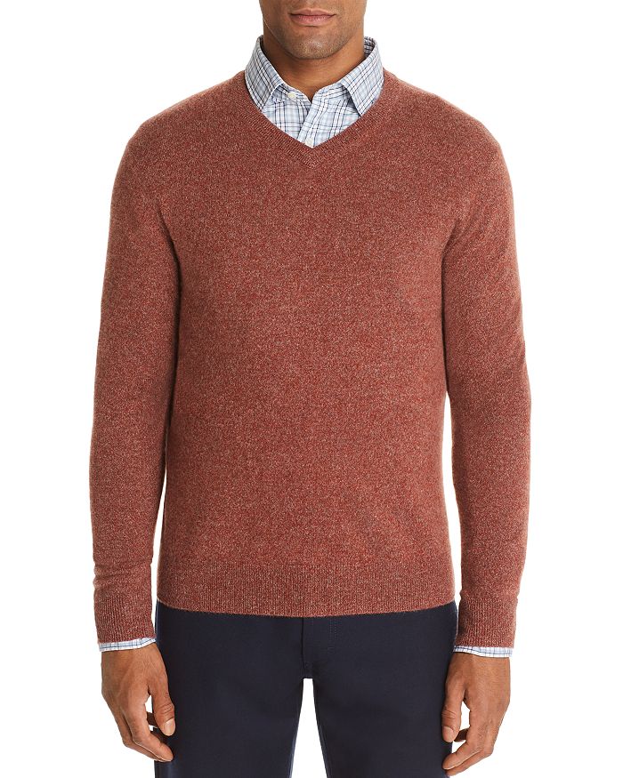 The Men's Store At Bloomingdale's Cashmere V-neck Sweater - 100% Exclusive In Brick