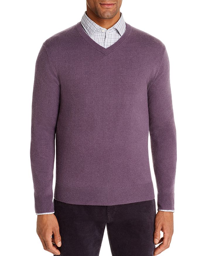 The Men's Store At Bloomingdale's Cashmere V-neck Sweater - 100% Exclusive In Mulberry
