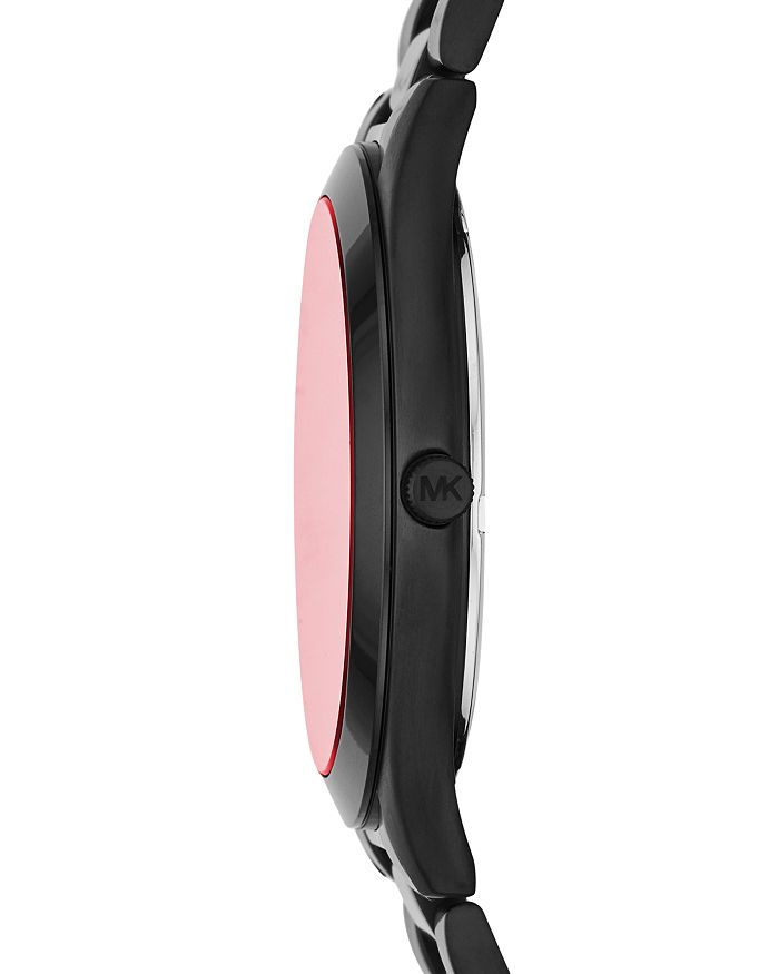 Michael Kors Slim Runway Black-tone And Red Crystal Watch In Red/black