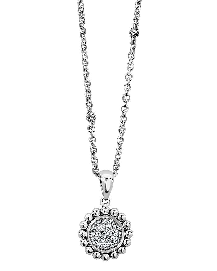 Shop Lagos Sterling Silver Caviar Spark Diamond Pendant Necklace, 18 In White/silver