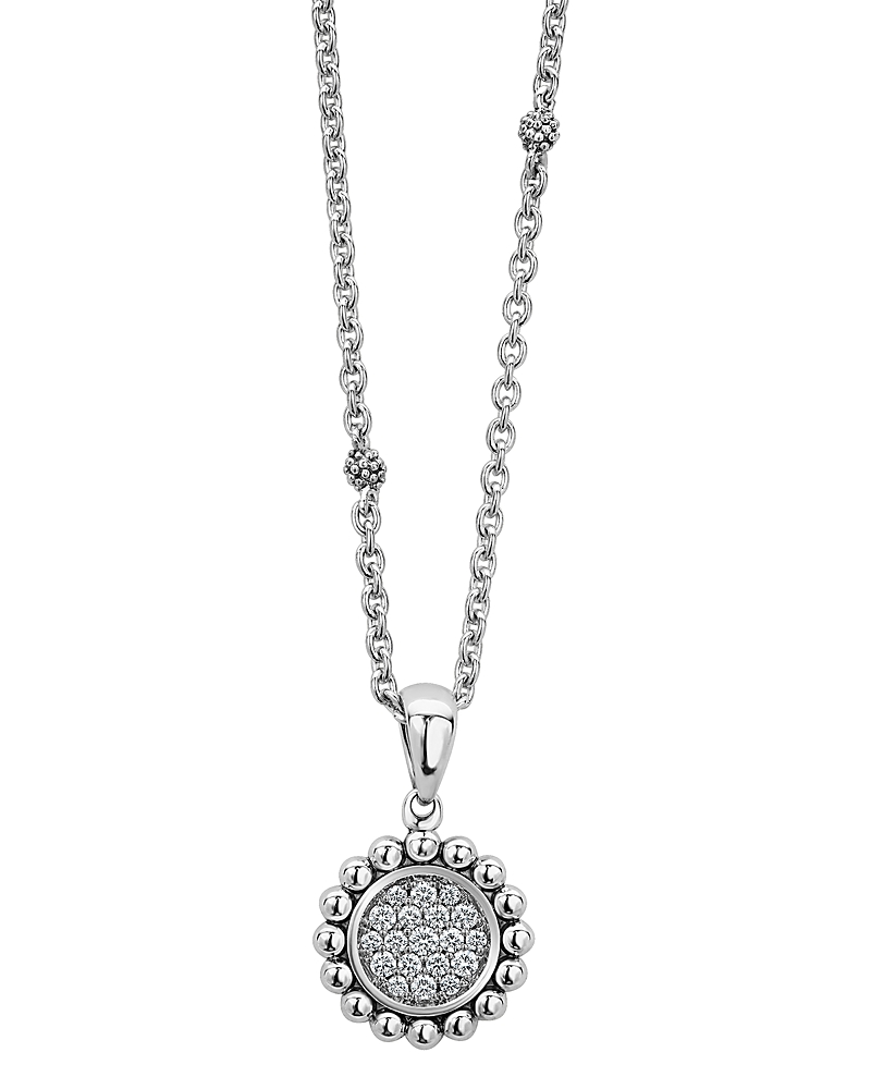 Lagos Sterling Silver Caviar Spark Diamond Pendant Necklace, 18