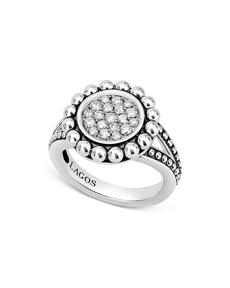 Lagos Sterling Silver Caviar Spark Diamond Ring