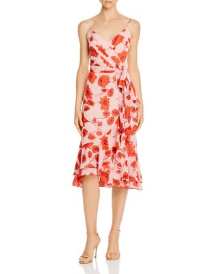 eliza j faux wrap midi dress