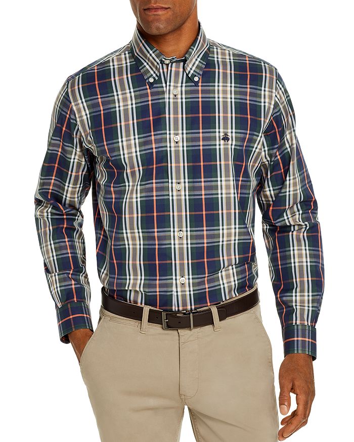 Brooks Brothers Plaid Classic Fit Button-down Shirt In Dark Green