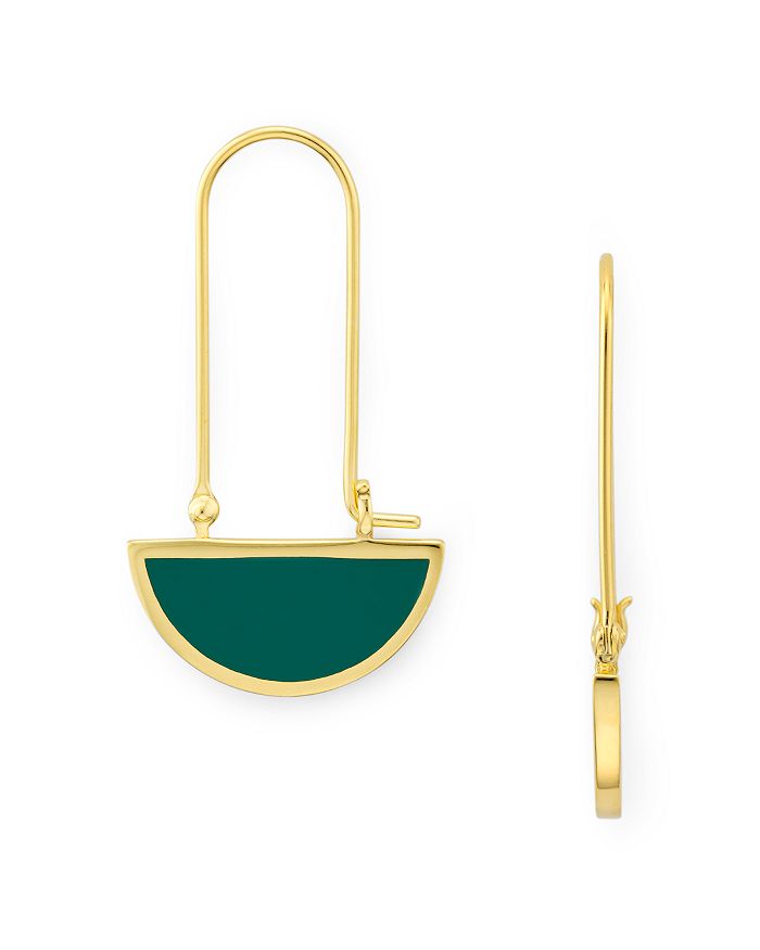 Argento Vivo Half-circle Geometric Drop Earrings In Green/gold