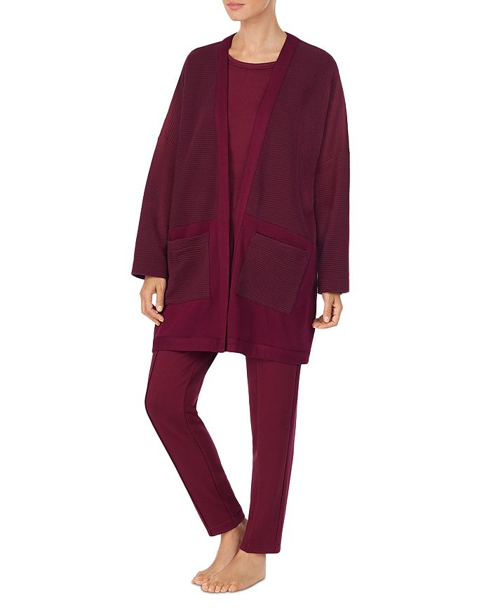 Donna Karan New York Quilted Bed Jacket In Burgundy
