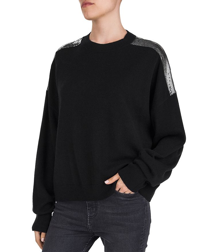 THE KOOPLES EMBELLISHED WOOL & CASHMERE SWEATER,FPUL19005K