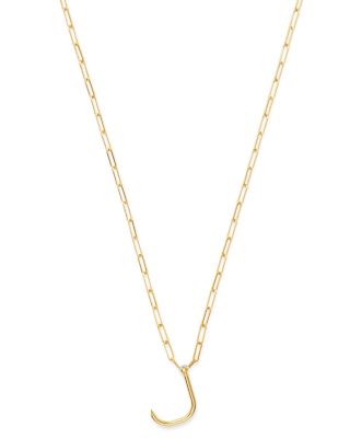 14K Yellow Gold Large Nail Initial Necklace, 18"