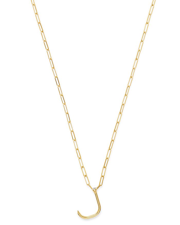 Zoe Lev 14k Yellow Gold Large Nail Initial Necklace, 18 In J/gold