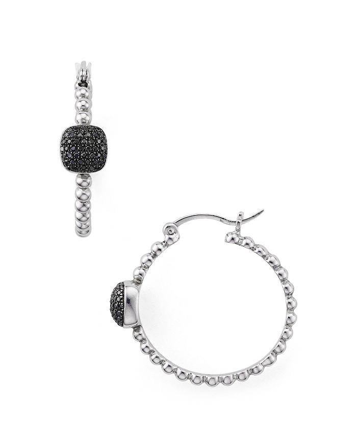 Bloomingdale's Marc & Marcella Black Diamond Hoop Earrings In Sterling Silver, 0.25 Ct. T.w - 100% Exclusive In Black/silver