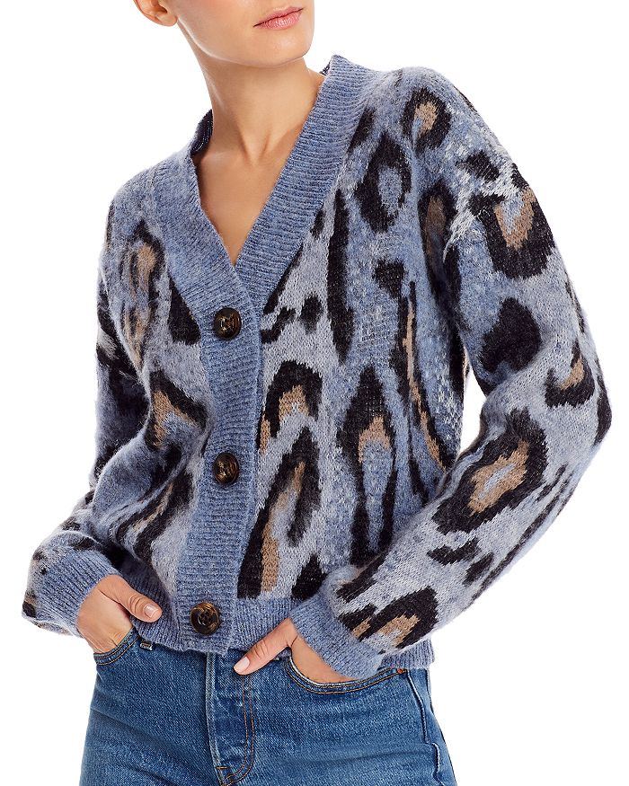 Leopard Print Cardigan Sweater - 100% Exclusive In Blue