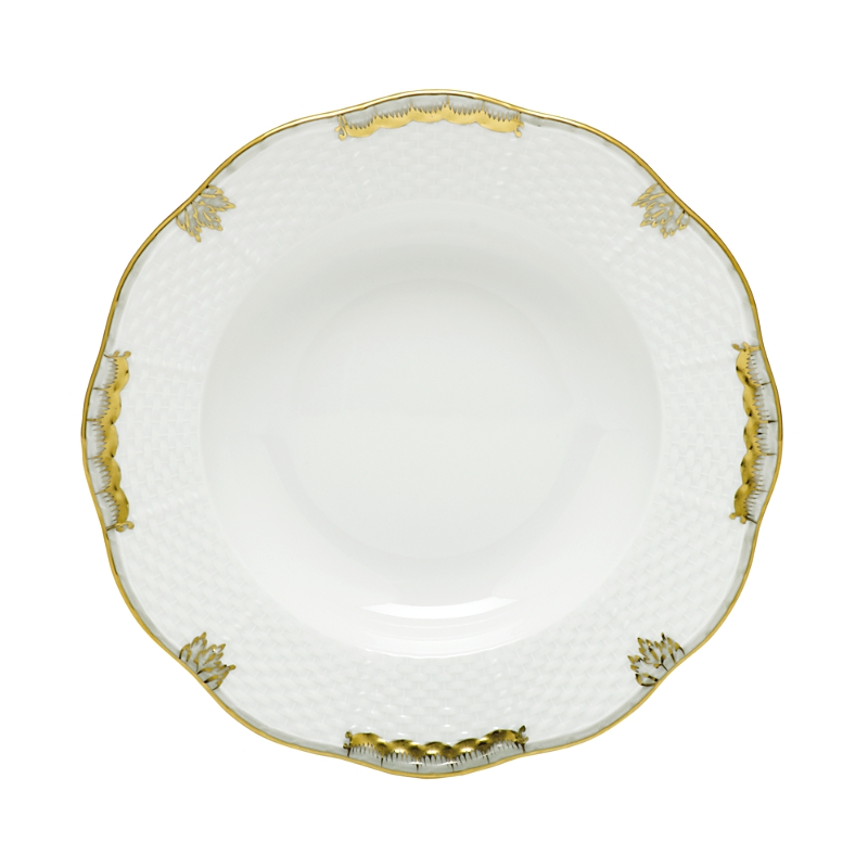 Herend Princess Victoria Green Rim Soup Bowl In Gray