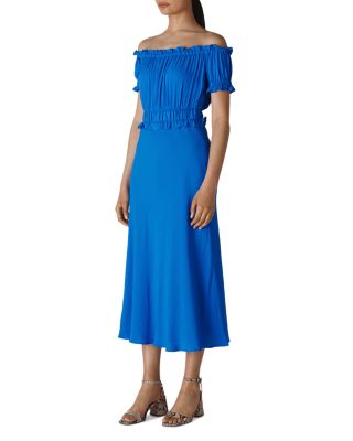 electric blue bardot dress