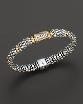 LAGOS - Lagos Caviar Oval Rope Bracelet with 18 Kt. Stations and Diamonds