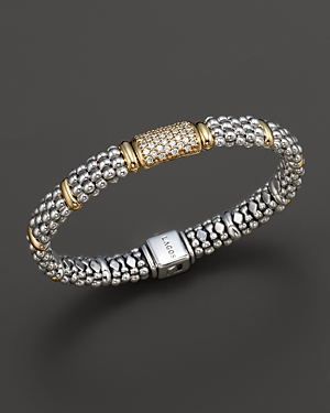 Lagos Caviar Oval Rope Bracelet with 18 Kt. Stations and Diamonds (840460002721 Fine Jewelry) photo